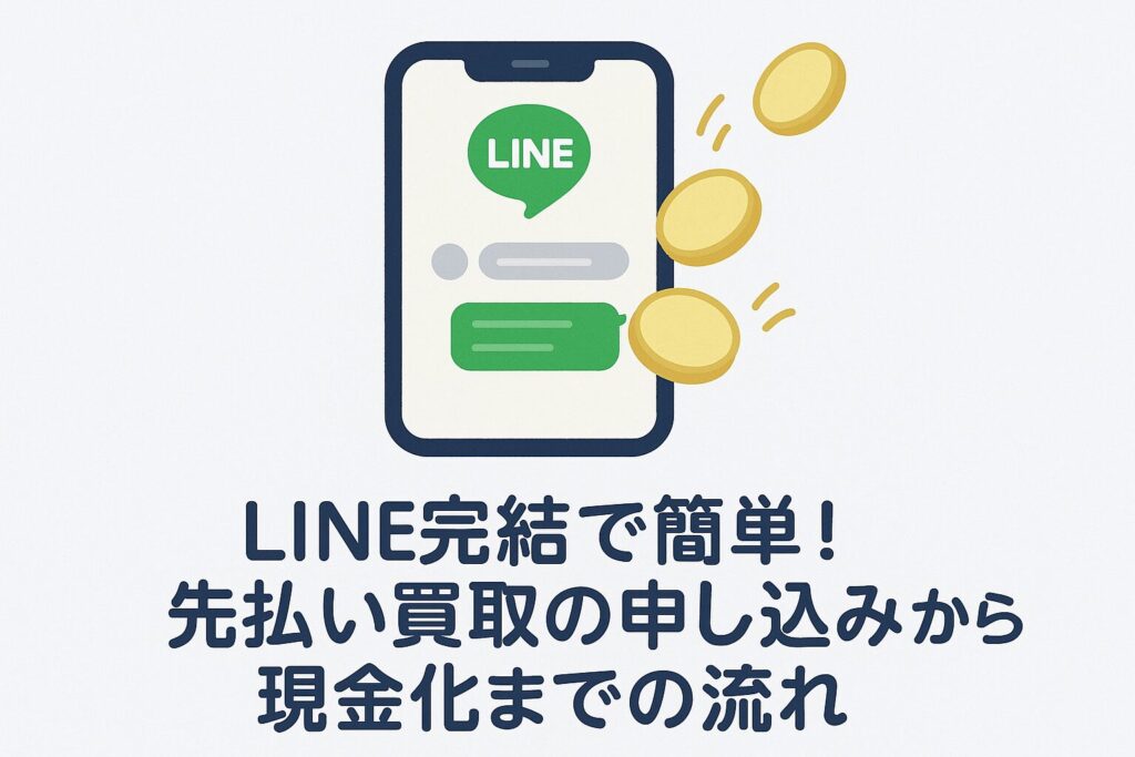LINE完結で現金化する流れを示す解説画像