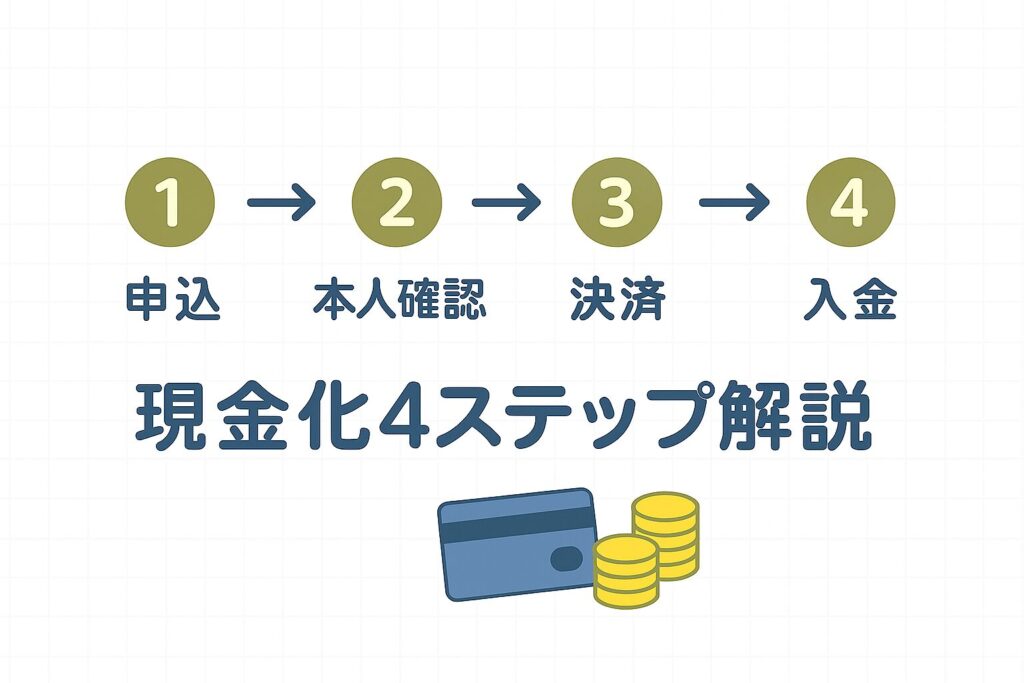 現金化手順を4ステップで示すフロー図