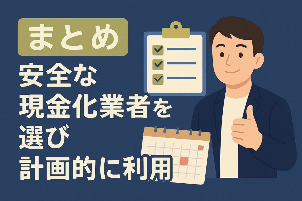 安全な現金化業者を選び計画的に使うまとめ画像