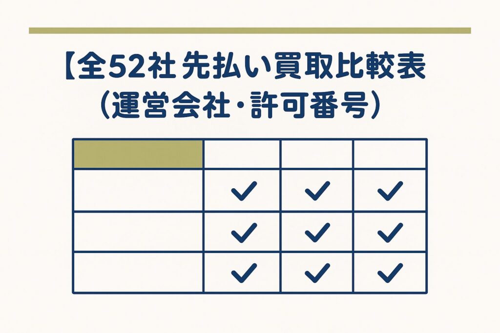 全52社の比較表と運営会社・許可番号